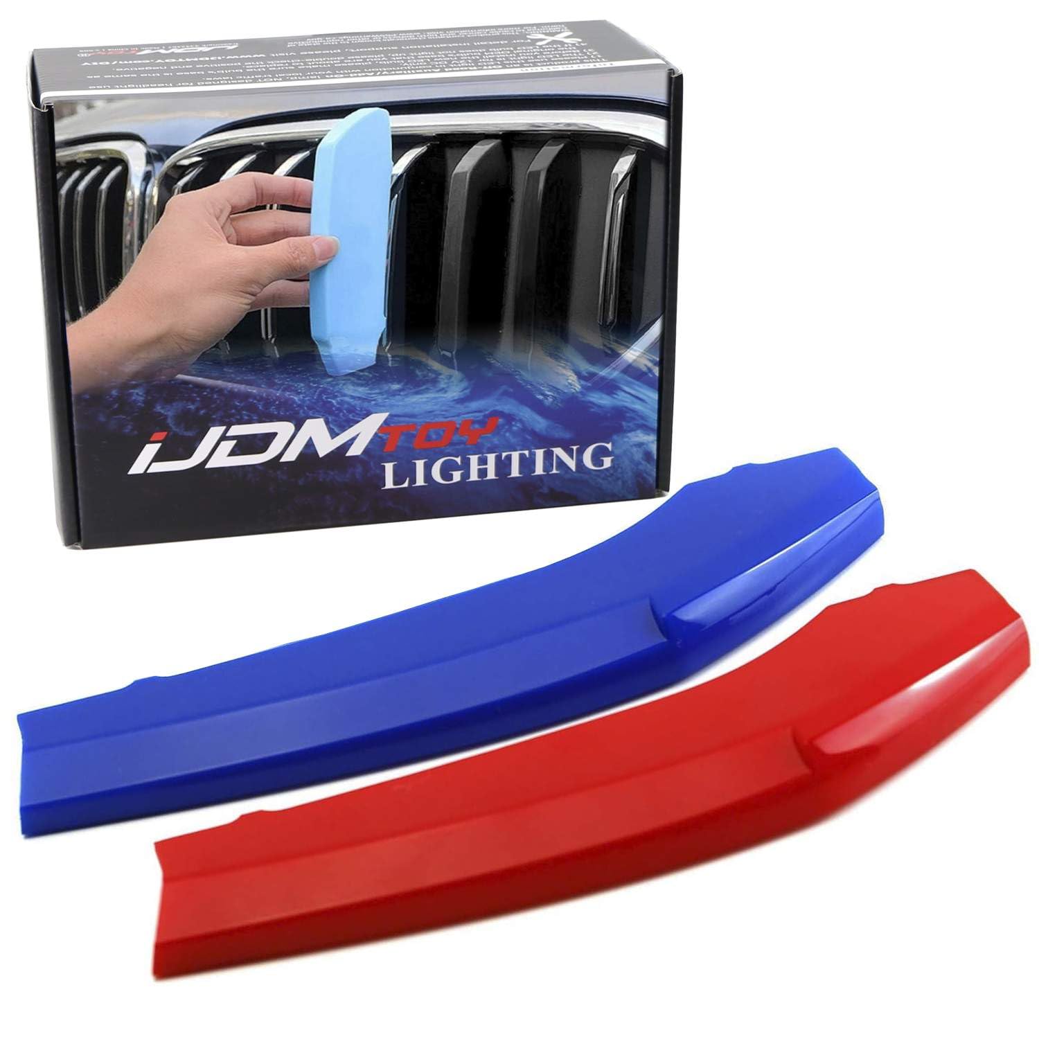 iJDMTOY Exact Fit 3pc Set Iconic Tri-Accent Grille Insert Trims Compatible with 2012-2015 F12 F13 6 Series 640i 650i 2-Door Coupe/Convertible