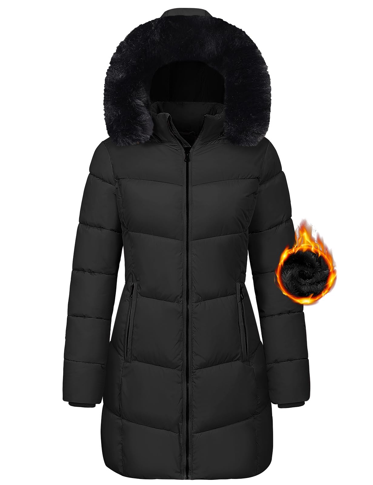 Tuopuda Cappotto Giubbotto Donna Invernale Giacca Cappotti Imbottita Caldo Parka Slim Fit Felpa con Cappuccio in Pelliccia Staccabile Giacche Trapuntato Giaccone Outdoor