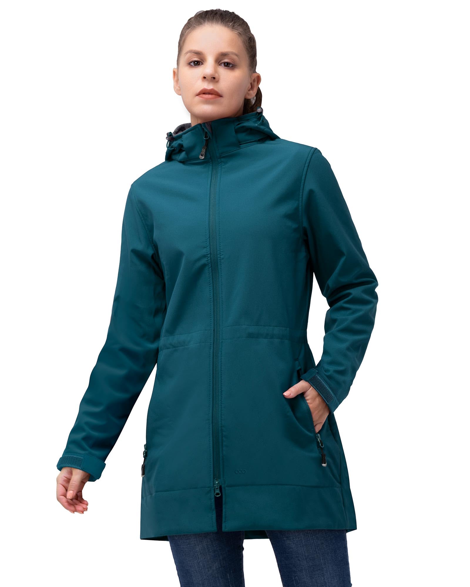 33,000ft Femme Veste Softshell Imperméable Longue Légère Jacket À Capuche Veste de pluie softshell Blouson Coupe Vent pour Activites En Exterieur Course à pied Randonnée Bleu S