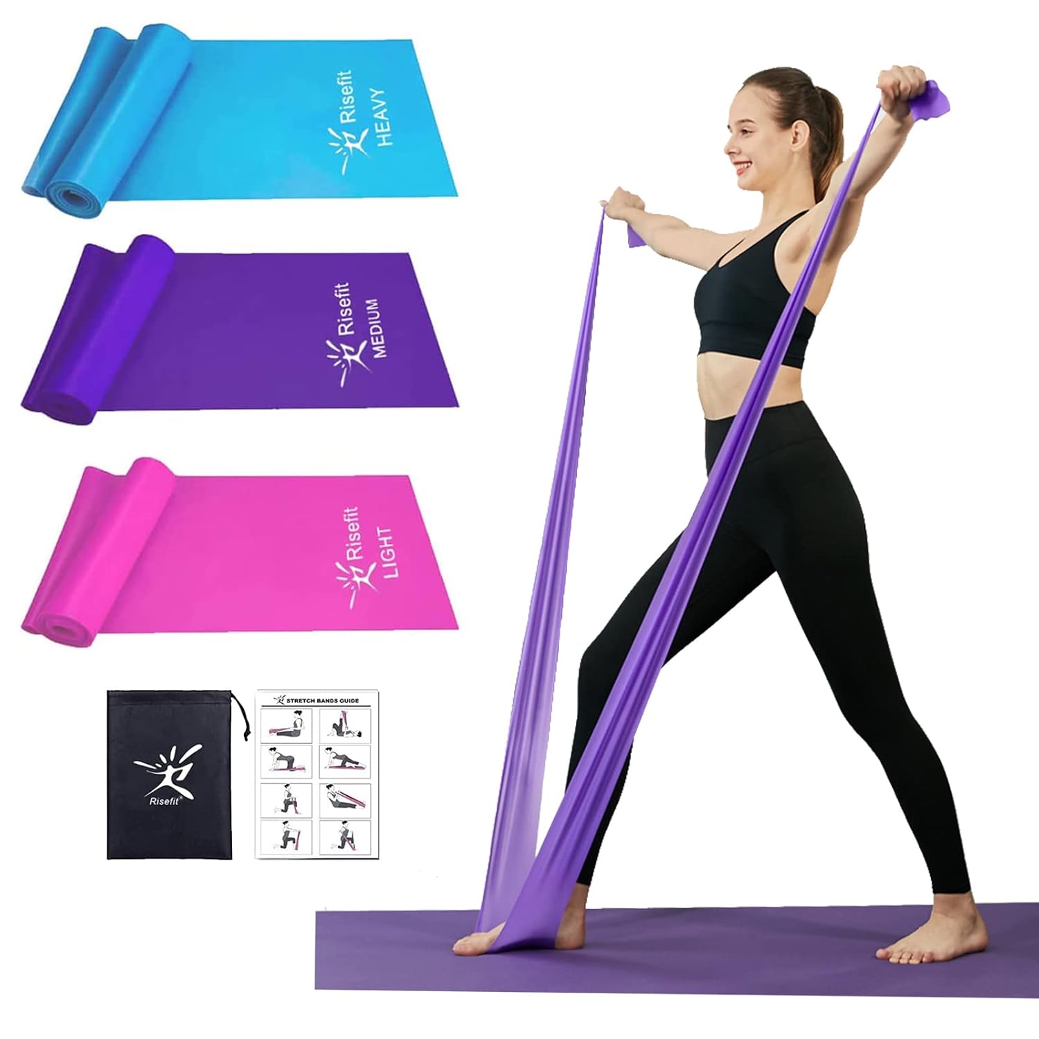 Therapy Flat Resistance Bands Set, Latex Free Flat Elastic Exercise