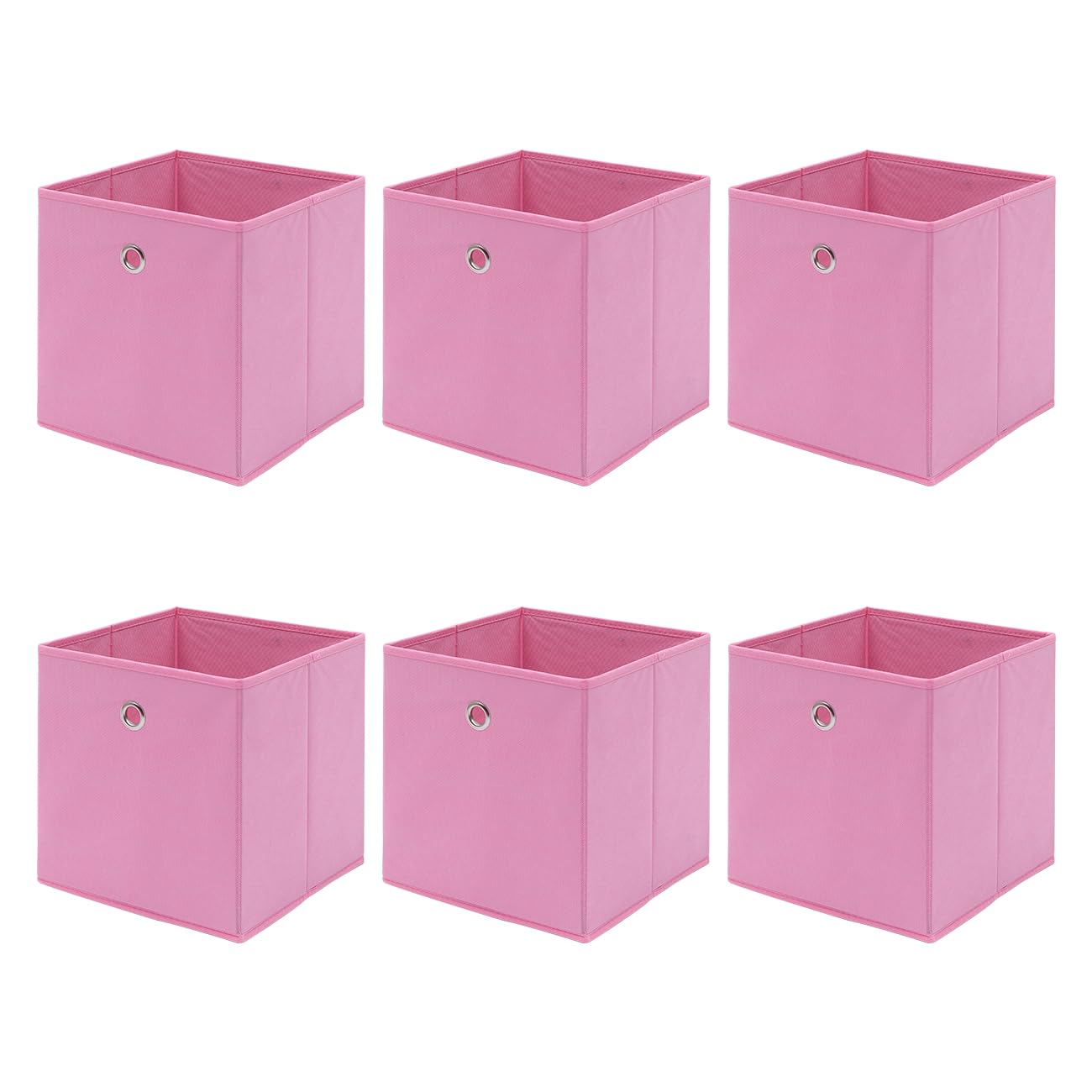 NICEME Foldable Cube Storage Unit Boxes, Clothes Drawers for Shelves, Non-Woven Fabric Storage Boxes Set, Eyelet,26.5x26.5x28 cm (Pink,Set of 6)