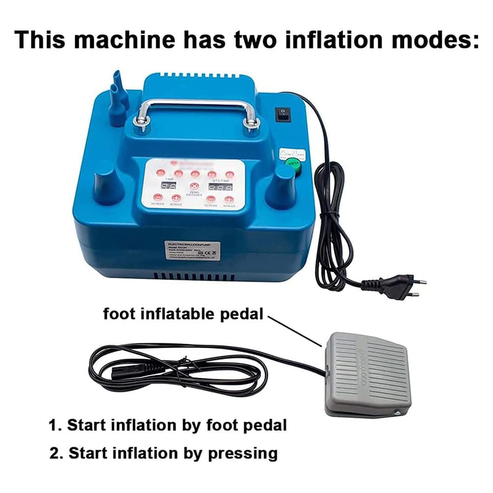 COYEUX Inflador portátil para Globos de 800 W, Bomba eléctrica para Globos, con Boquilla Doble y Pedal, Temporizador y medidor cuantitativo, para Globos de Fiesta, Bodas y Decoraciones de cumpleaños