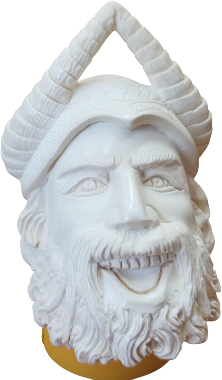 Meerschaum Online Block Meerschaum Viking Pipe with Double Horn Helmet, Hand-Carved Warrior Portrait, 100% Pure Meerschaum, 7.4 Inch Length