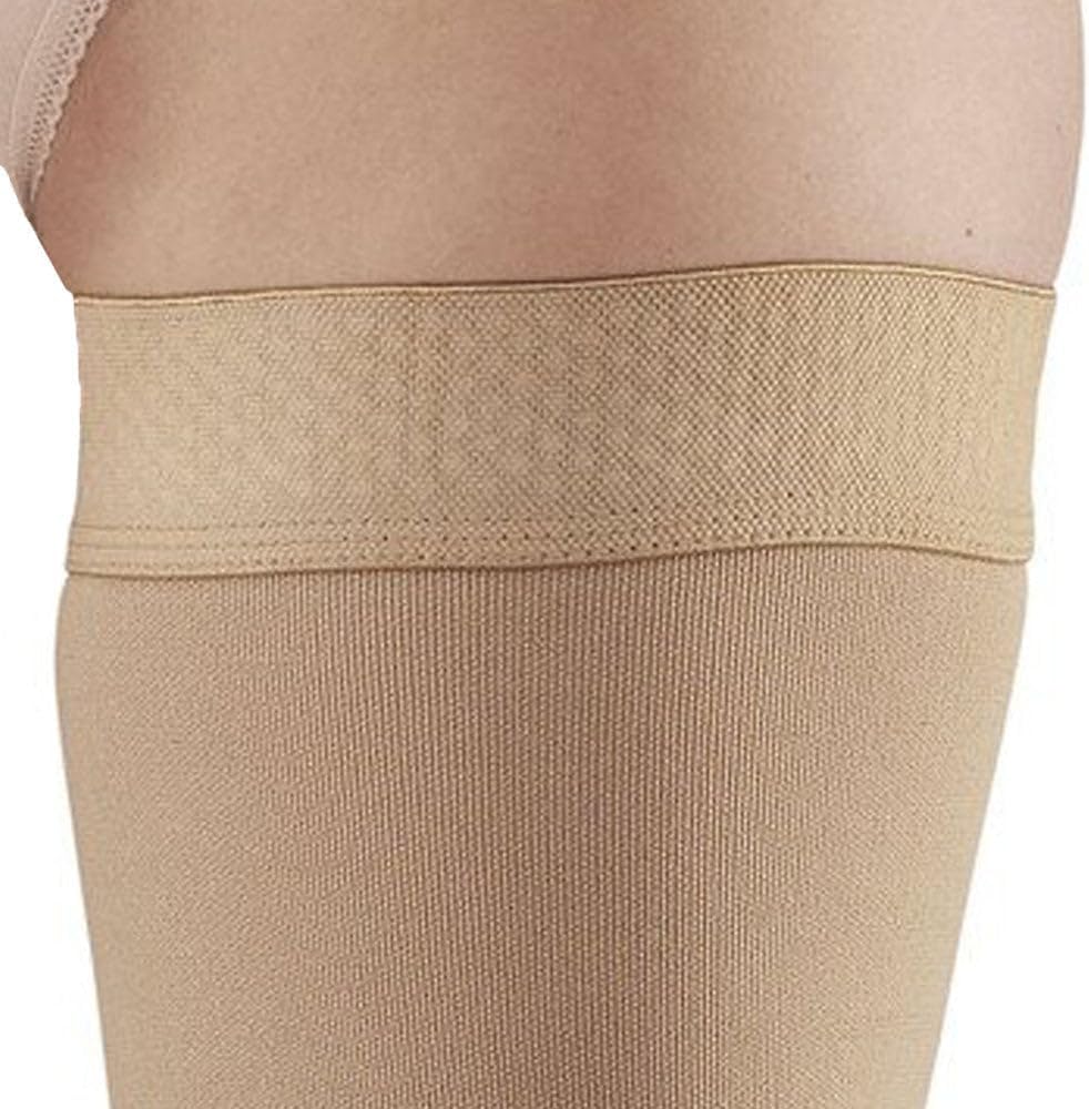 Ames Walker AW 292OT Luxury Opaque Open Toe Thigh Highs w/Dot Band 20-30 mmHg