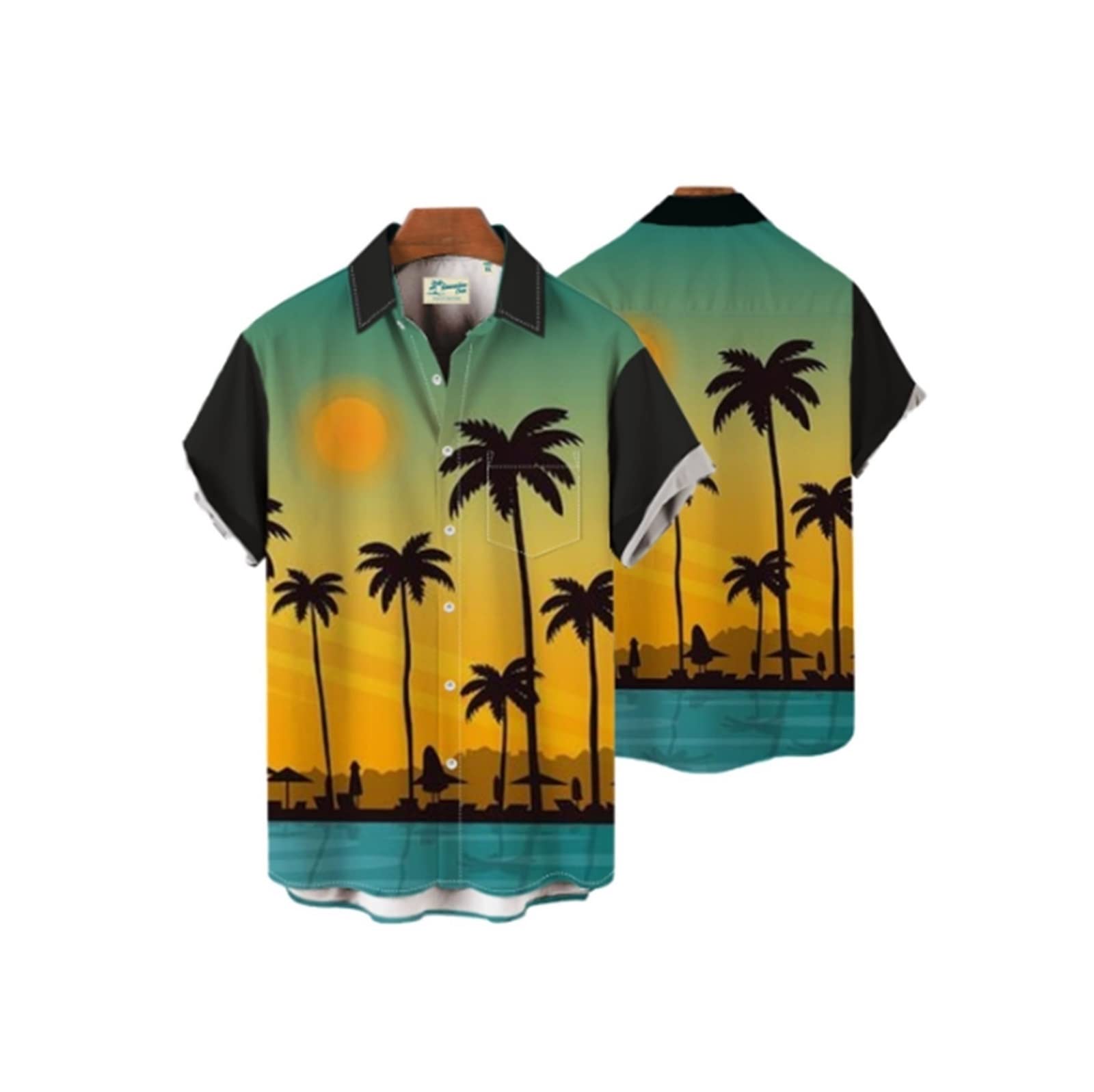 Hommes Été Impression Mode Décontracté Col En V Cardigan Boutons Blouses Chemises Amples T-shirt Plage Basique Vacances Chemises À Manches Courtes Chemise Manche Courte Homme ( Color : Multi-colored ,