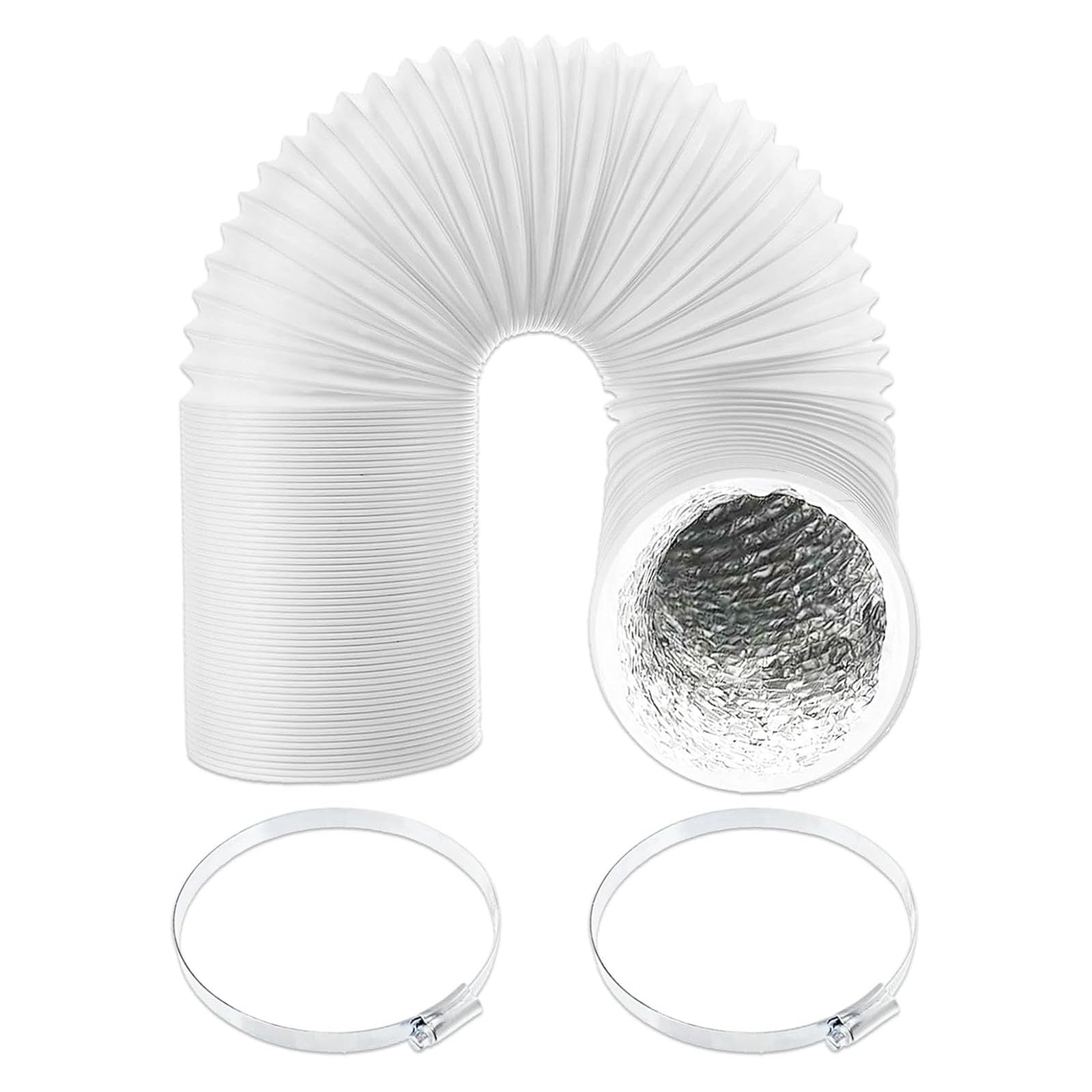 SPARES2GO Air Con Vent Hose PVC Aluminium Foil Insulated for Delonghi Air Conditioner Duct AC Outlet Pipe (6" x 3m) + Clamp Clips