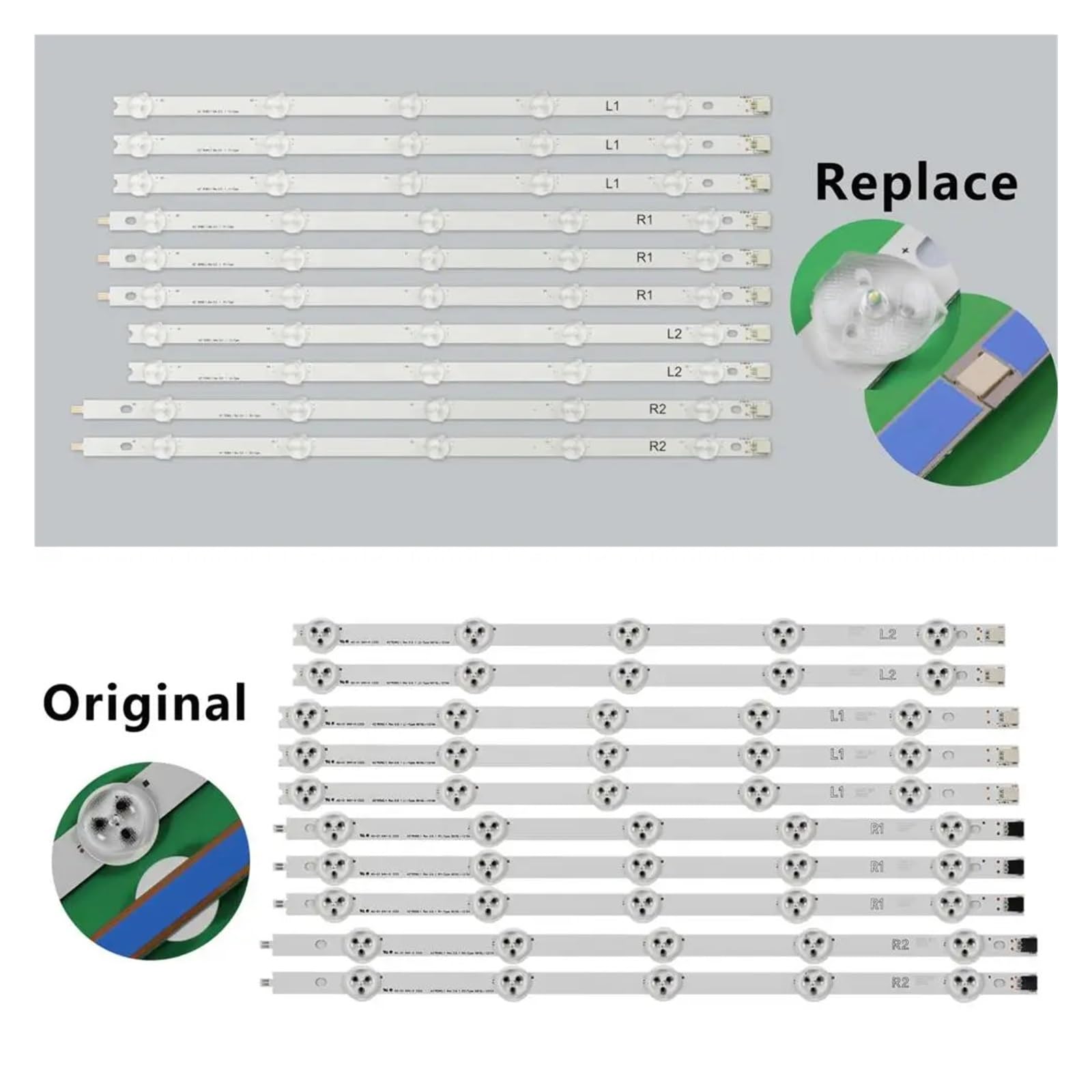 eufeifeiegds 5/10/50 Kits LED-Licht for 42ln5400 42ln5700 42la6130 42la6200 42LA620V 42LA6218 42LA621S 42LN 42LA 6916L-1385A 6916L-1415A(10kits Original 42LN)