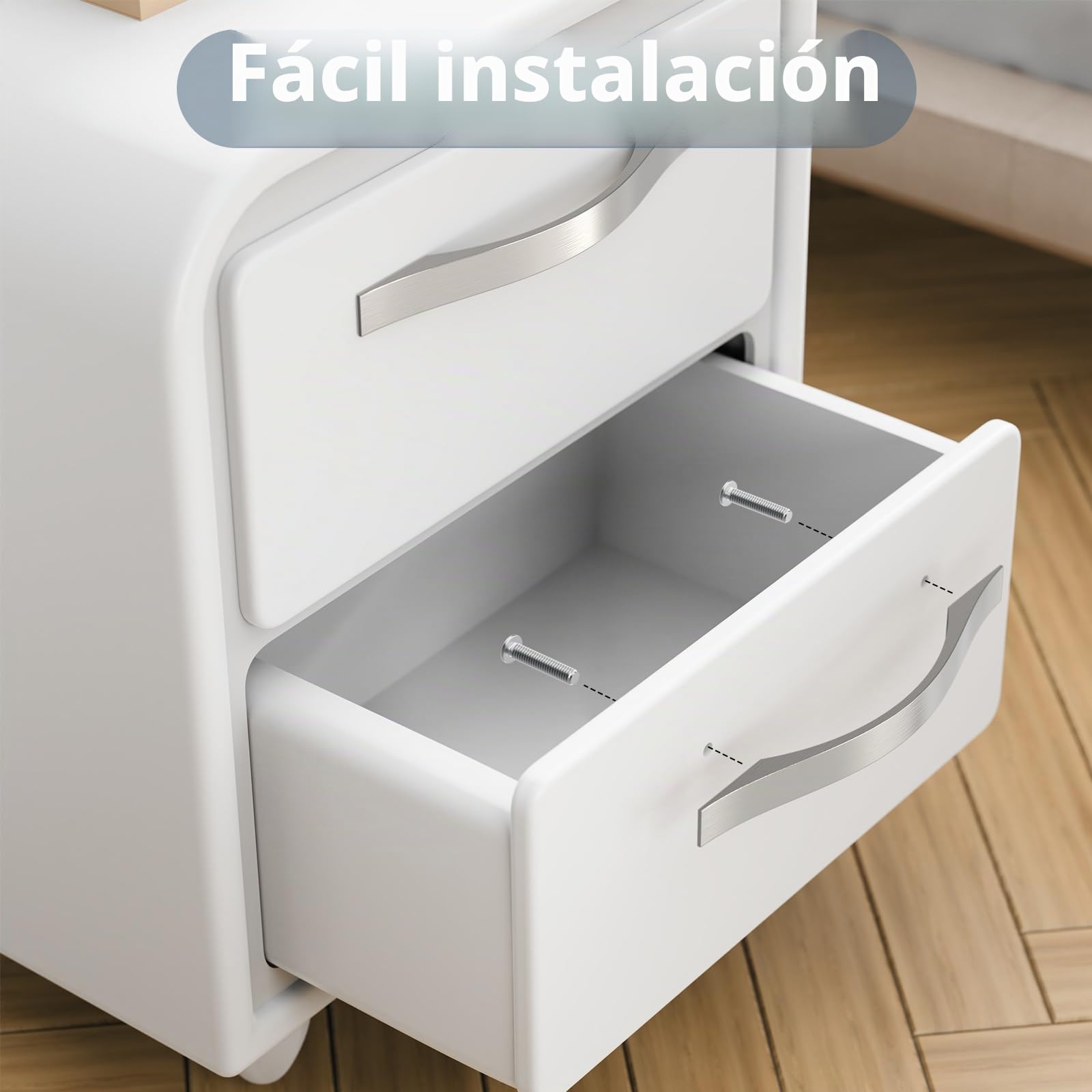FURNIWARE Lot de 10 tiradores de mueble en níquel satinado cepillado - Distancia entre agujeros: 128 mm - Para armarios de cocina, armarios, cajones
