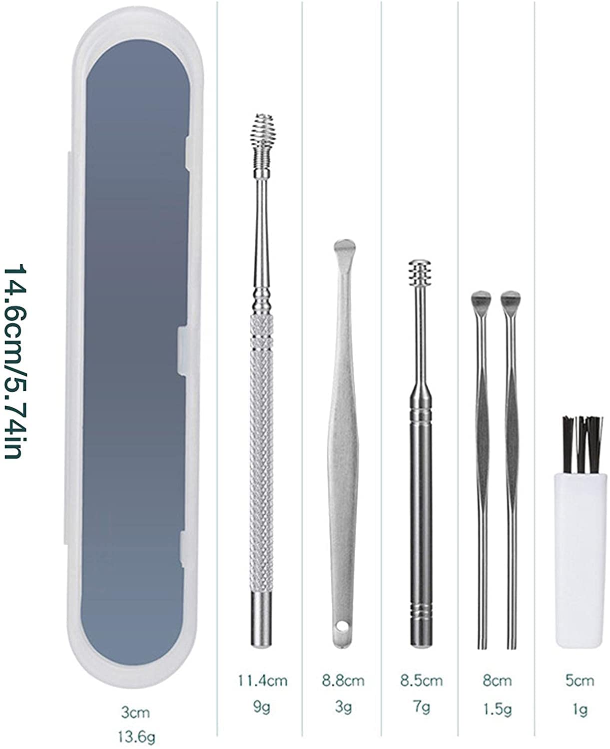 RKPM HOMES 6 Pieces Earwax Removal Kit with Brush and Storage Box | Stainless Steel Ear Cleaning Machine | Ear Curette Safety Cleaner | Medical Grade | for Adult and Baby-picture-19