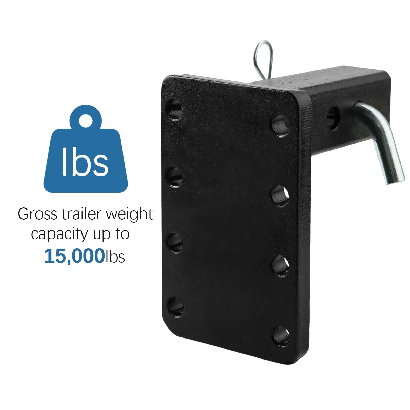 Pintle Hitch Mount Pintle Hitch 2 Inch - Tesmirror Pintle Mount for 2 Inch Receivers Pintle Hook Hitch Adjustable Pintle Hitch Pintle hitches, 15000 lbs