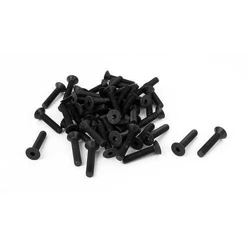 IIVVERR Tornillo hexagonal de cabeza avellanada de acero al carbono 109 M4x20mm negro 50 piezas M4x20mm 109 acero al carbono Tornillo de cabeza