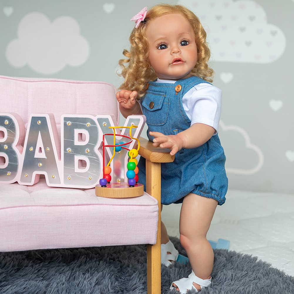LONIAN 24 cale 60 cm Reborn Baby Dolls Girls Realictic Handmade Miękki silikon winyl Reborn Babies Maluch Lalki prawdziwe życie noworodka zabawki dla niemowląt prezenty świąteczne (niebieskie oczy)