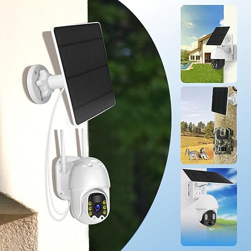 Miniatura 3 de Panel solar de 5 W para cámara de seguridad, 2 unidades, cargador de panel solar de 5 V con micro USB, CC de 0.138 in, puerto USB y tipo C, panel