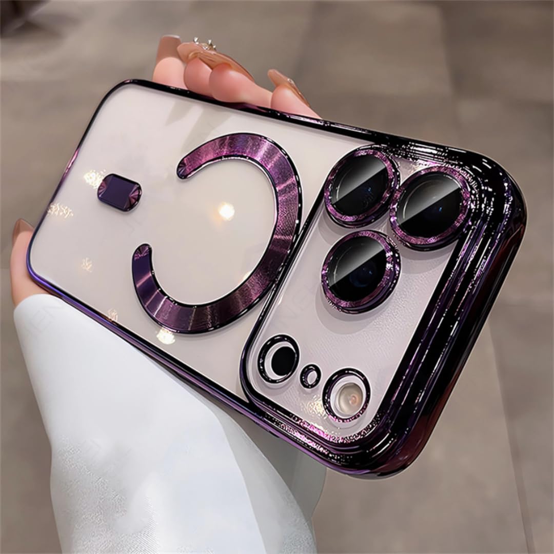 Coque iPhone 16 Pro Max magnétique antichoc transparente violette