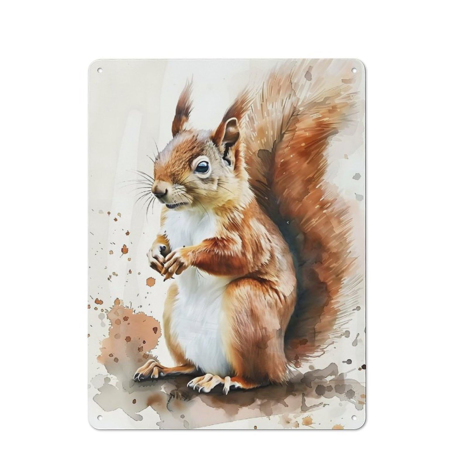 Everyday Red Squirrel Watercolor Metal Gift Sign 40x30cm, Room Wall Plaque for Home, Shop, Pub Or Studio Wall
