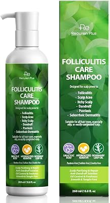 Recuren Plus Folliculitis Treatment Anti-Fungal Scalp Shampoo: Antifungal Scalp Cleanser for Seborrheic Dermatitis, Psoriasis, Acne, Dry & Itchy Scalp Relief — Sulfate-Free