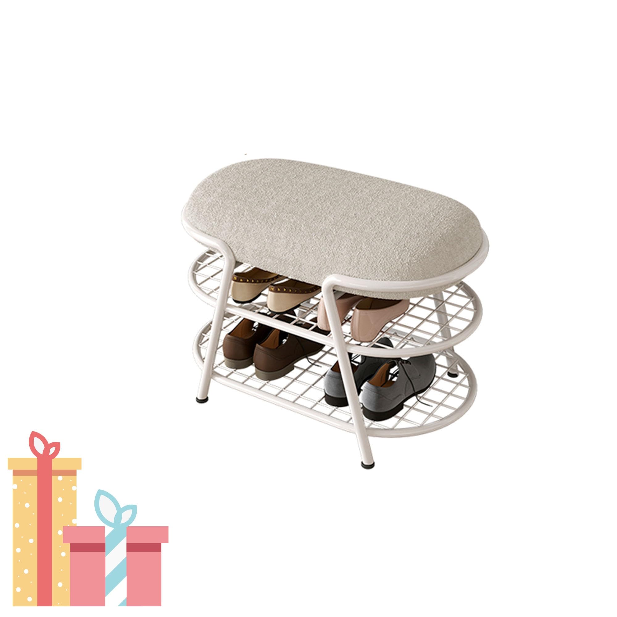 Banc d'entrée chaussures petit espace meuble de rangement 2 niveaux pouf