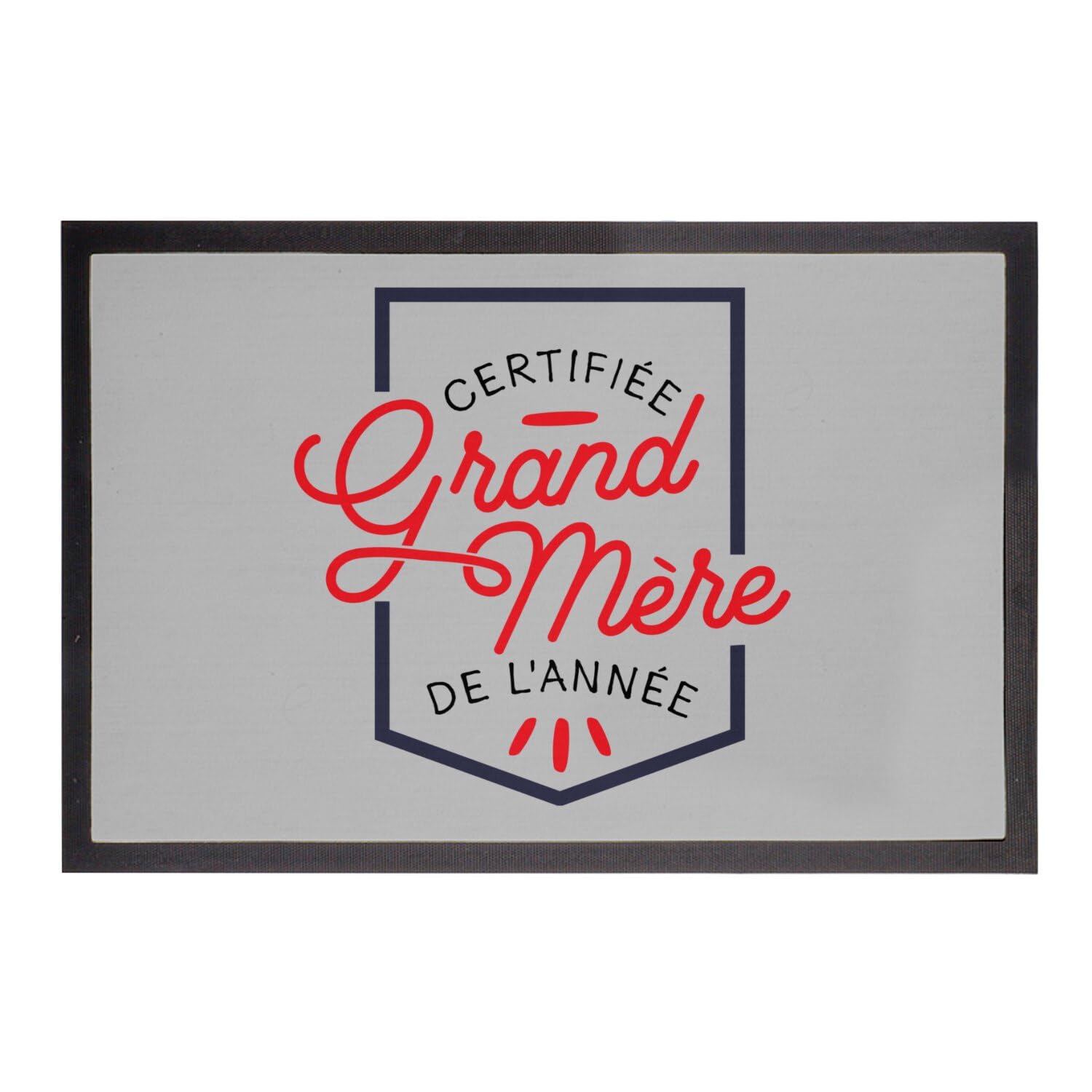 Paillasson gris Famille Mamie tapis d'entrée en dimensions standard 75x50cm