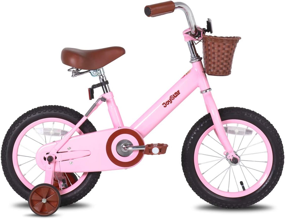 JOYSTAR Vintage 12 & 14 & 16 Inch Kids Bike with Basket & Training Wheels for 2-7 Years Old Girls & Boys (Green, Ivory & Pink) : Sports & Outdoors