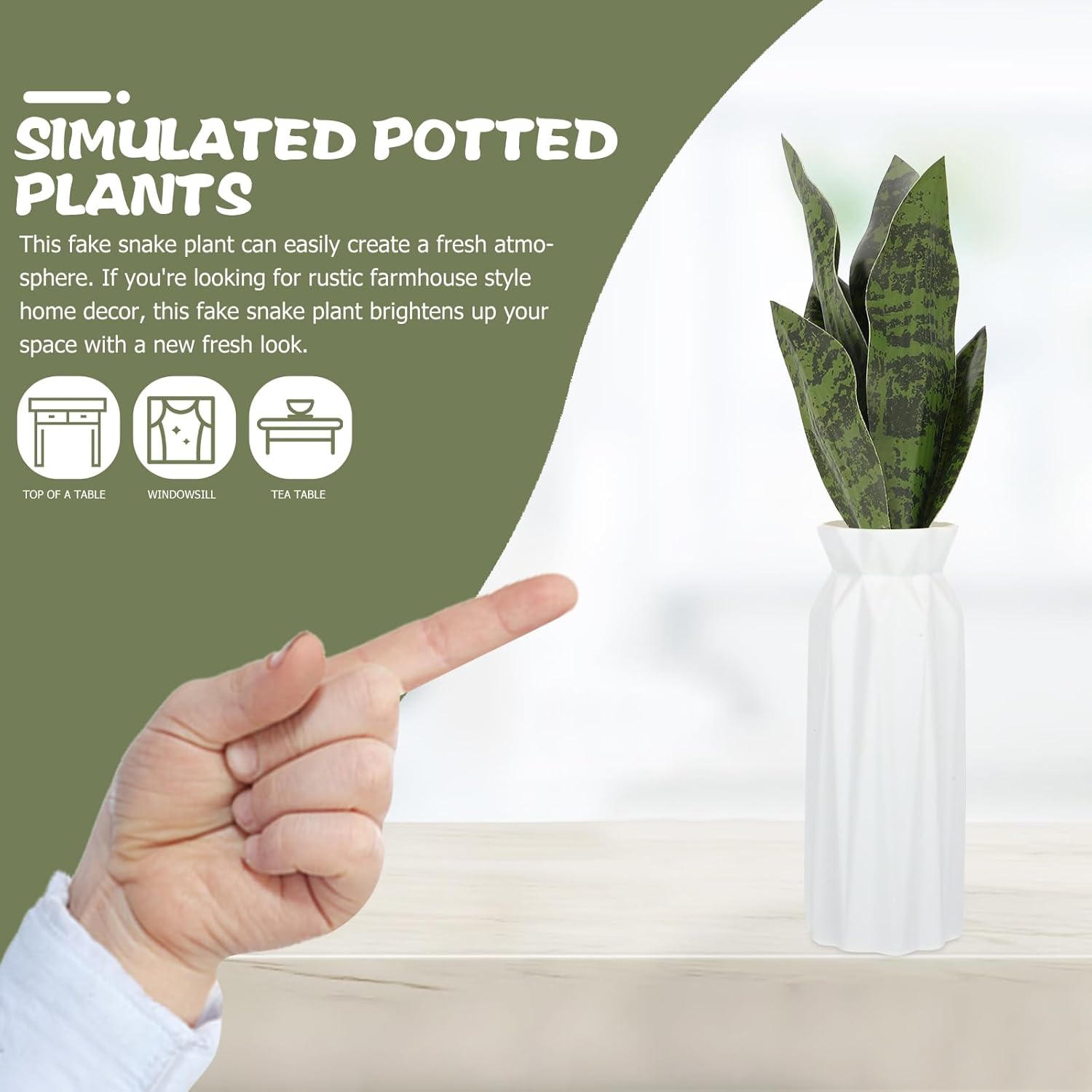 Artificial Sansevieria Plants Fake Snake Plant Faux Tropical Greenery Leaves Stem for Home Office Store Garden Decor Green2 32.5X13X10CM - Image 3