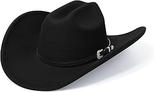 SAJUZEN Cowboy Hats for Women and Men with Wide Brim Felt Western Hats for Cowgirls and Cowboys
