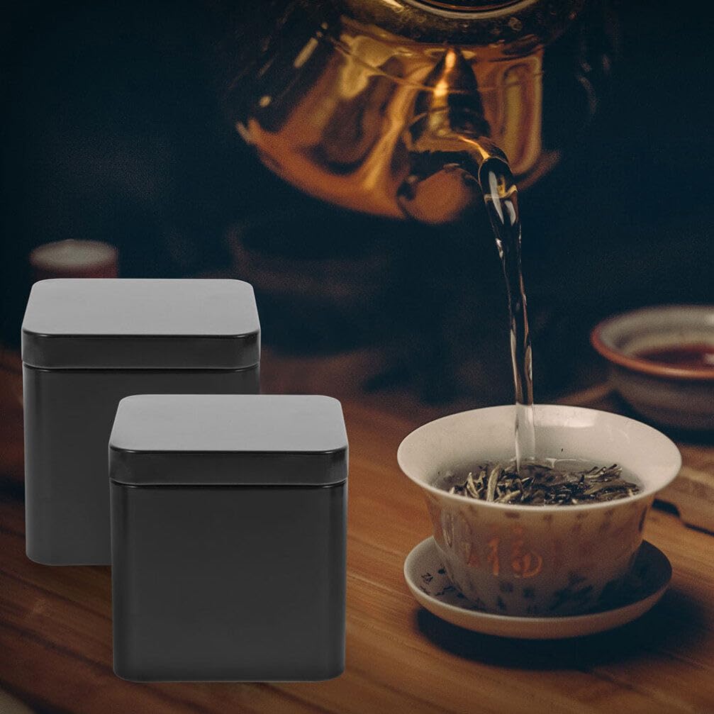 UPKOCH Teedose 10 Stück Quadratische Schwarze Metalldosen Teedosen Kanister Kleine Teedose Mit Deckel Leere Boxen Behälter Für Losen Tee Kaffeebohnen Nüsse Süßigkeiten-Behälter