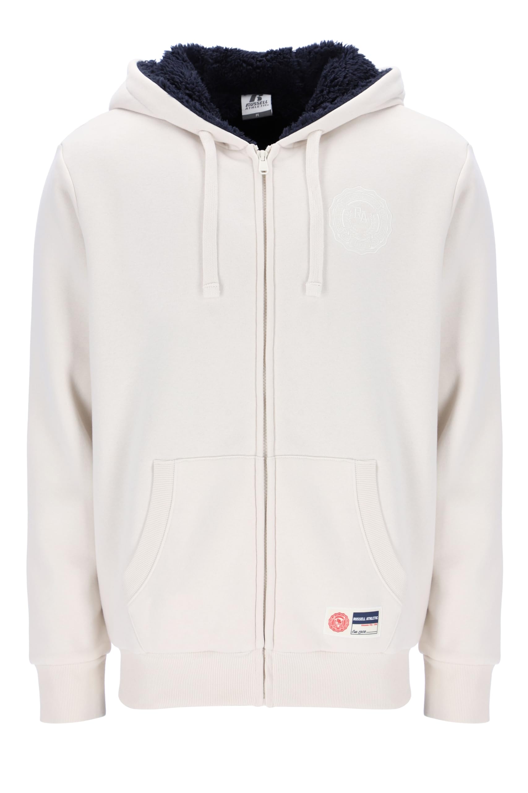 Russell Athletic ATH Zip Through Hoody with S Sweatshirt White Sand