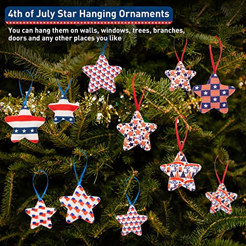 Eambrite 4Th Of July Decorations, Red White And Blue Hanging Star Ornaments For Tree, Memorial Day Usa Themed Patriotic Fabric Star For Indoor, Outdoor, Home, Independence Day, Christmas Tree(12 Pcs) #TOP2