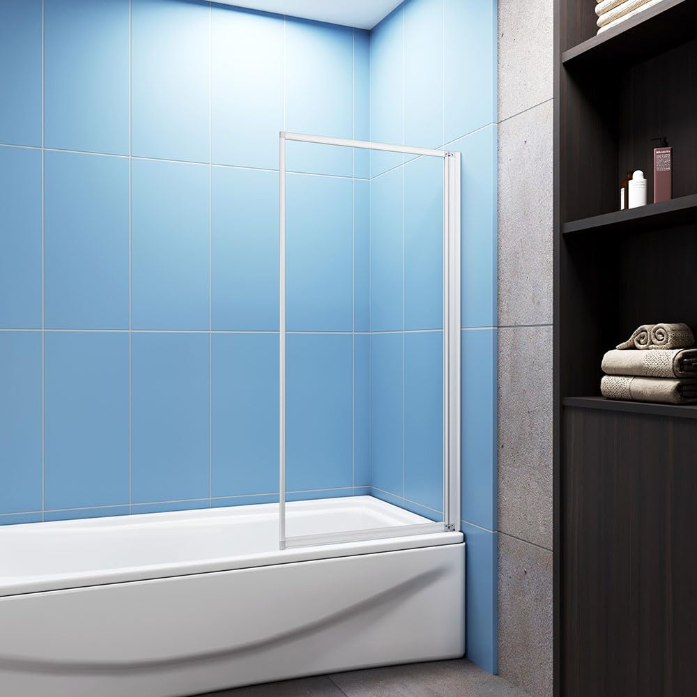 Simple Bathrooms Electro Off White 1 Fold Folding Bath Shower Screen Panel 700X1400mm