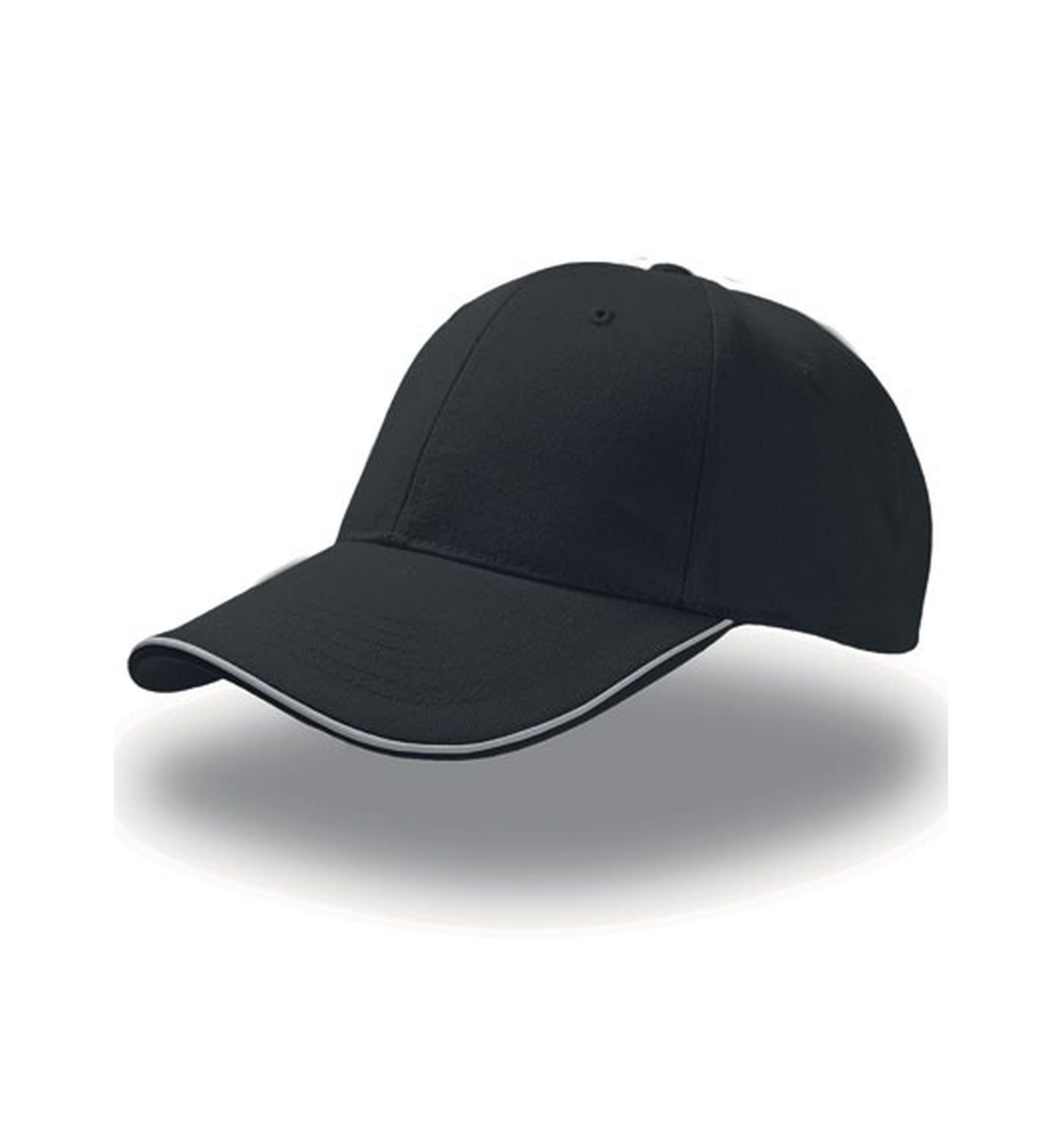Atlantis Men's Black Reflect 6 Panel Reflective Piping Baseball Cap - Os