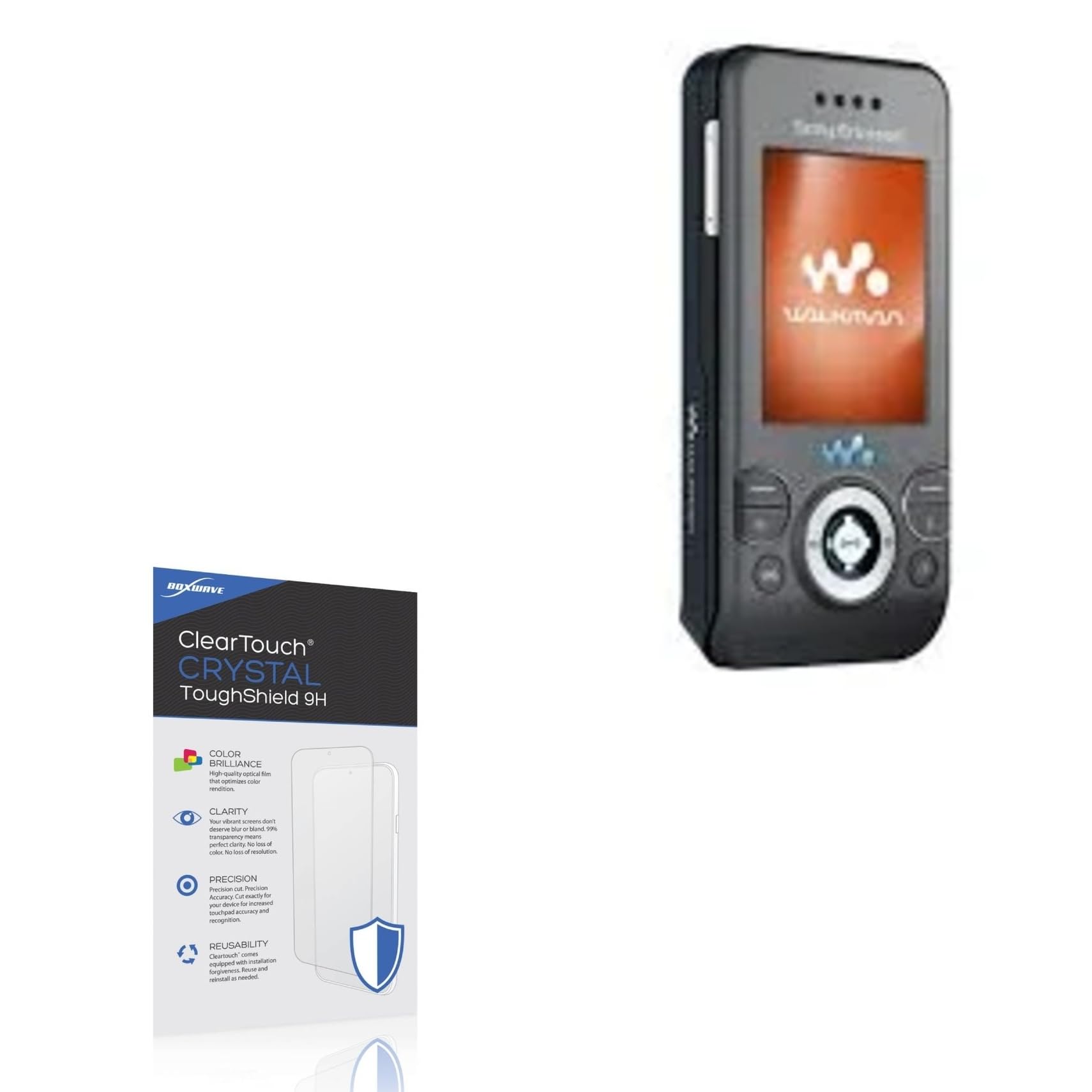 BoxWave Screen Protector Compatible with Sony Ericsson W580i - ClearTouch Crystal ToughShield 9H (2-Pack), Clear 9H Tough Flexible Film Screen Protector