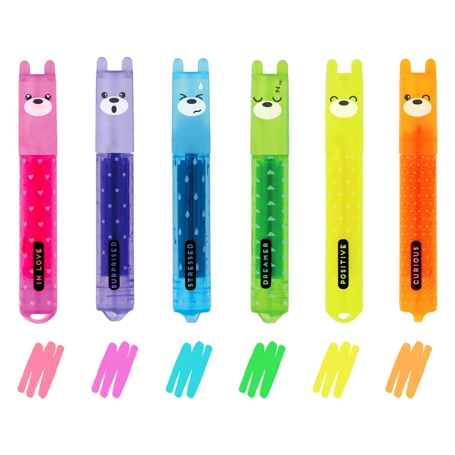 LEGAMI Mini Highlighters - Set of 12 Pens - Teddy's Mood & Teddy's Style - Pastel & Neon Colours, neon, pastel, 1 count (Pack of 12) - Image 3