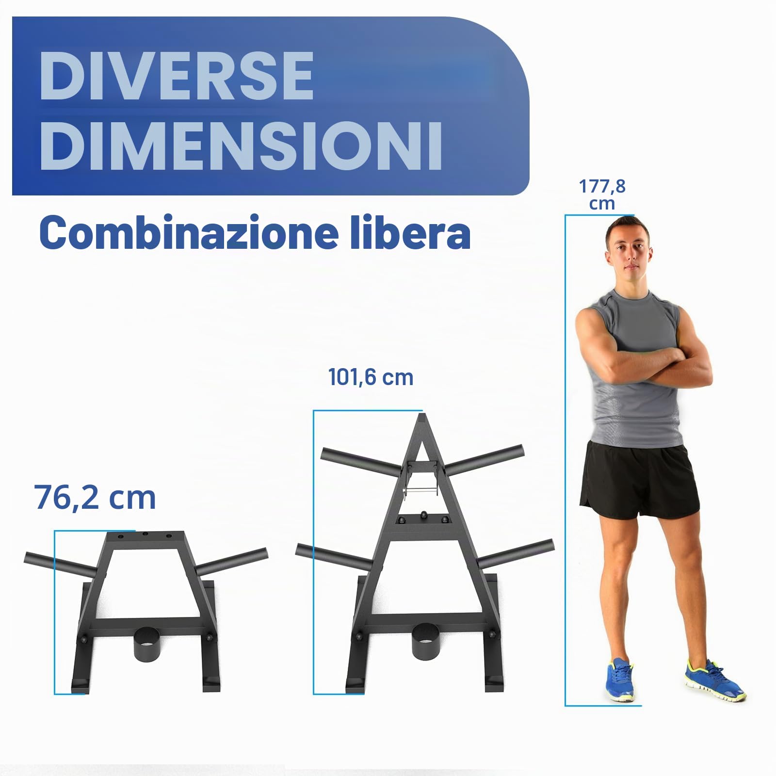 Albero per pesi con telaio ad A per dischi olimpici da 2,5 cm, può contenere 136 kg, supporto per manubri e palestra domestica, per organizzare l'area di allenamento