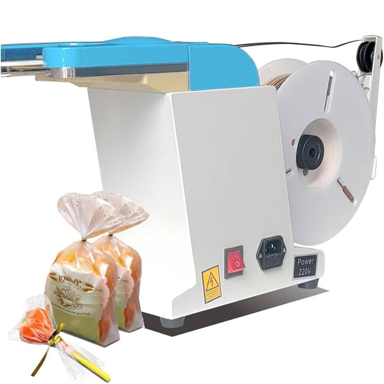 Máquina eléctrica para atar bolsas con alambre, selladora automática de paquetes de alimentos, 40 ataduras por minuto, diámetro de torsión de 0,1 a 1,2 mm, para panaderí y supermercados.
