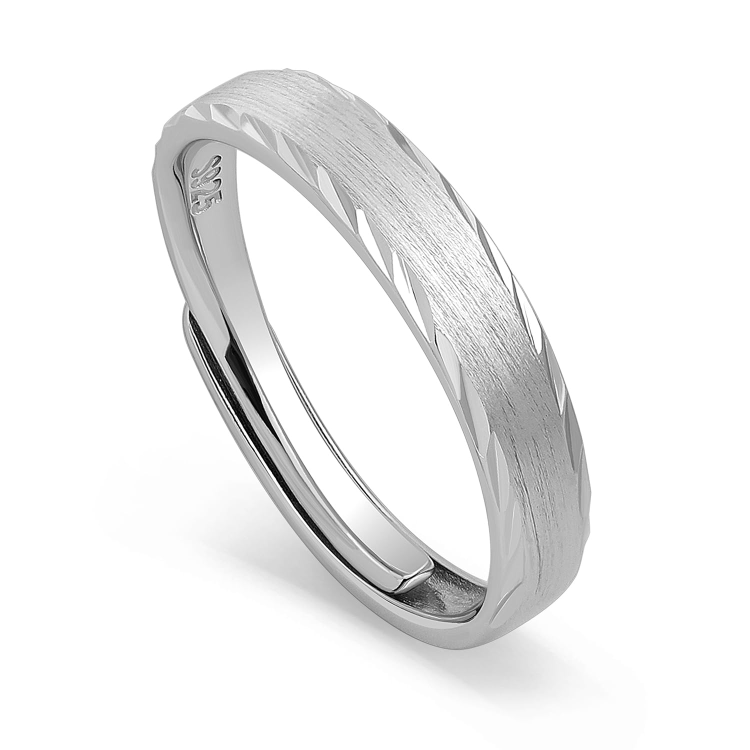 Meissa Couple Rings Wedding Band for Men and Women 925 Sterling Silver Simple Stain Finish Bands Matching Promise Rings Size Adjustable (02_4mm Width)