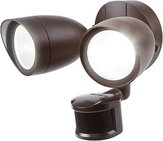 LEONLITE Dual-Head Motion-Activated LED Outdoor Security Light Bronze 20W (120W Equiv.) 1400lm UL & Energy Star Certified Exterior Flood Light 5000K Daylight 5 Years Warranty