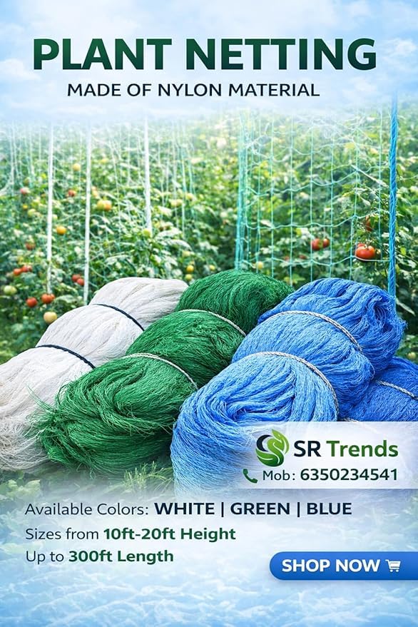 Image of 12 Ply Plant Netting 50 mm Mesh - Heavy Duty Garden Support Net, UV Resistant Trellis Net for Vegetables, Climbing Plants & Creepers (White, 20X200FT)
