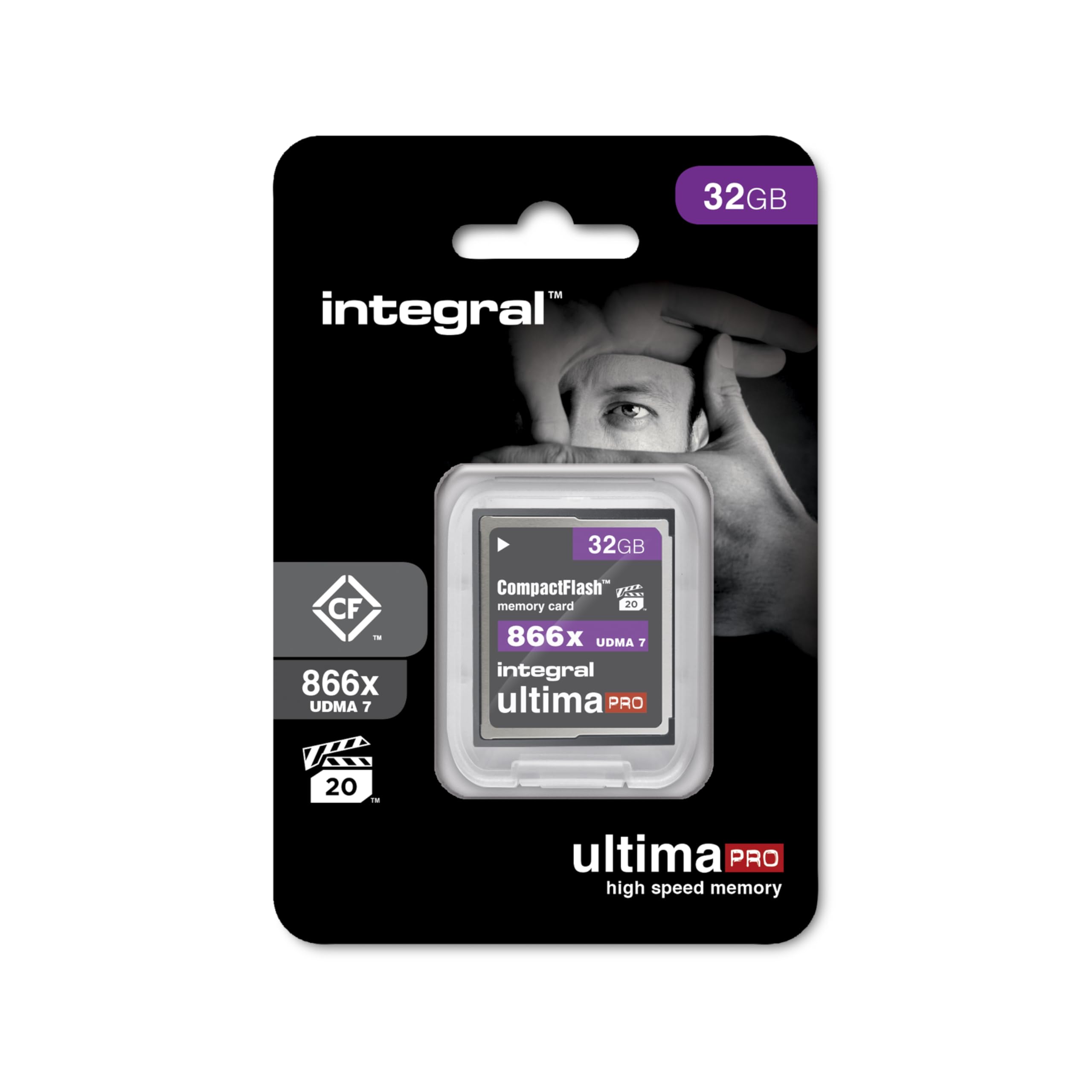 Integral Carte Compact Flash 32GB UDMA-7 866x Vitesse VPG-20 | Lecture à 130 MB/s et écriture à 45 MB/s | Carte Professionnelle à Haute Vitesse