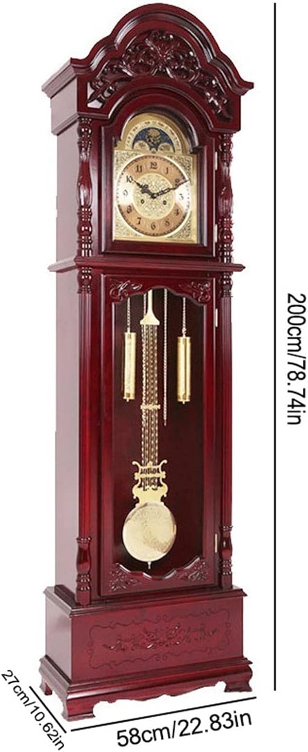 Grandfather Clock Solid Wood Classical Vertical Clock, Chinese Style Floor, European Living Room Pendulum, Timekeeping Mechanical Grandfather Alarm