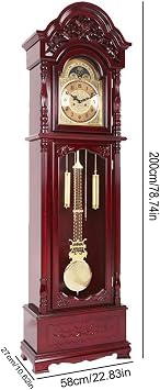 Grandfather Clock, Solid Wood Classical Vertical Clock, Vertical Clock, Chinese Style Floor Clock, European Style Living Room Pendulum Clock, Timekeeping Mechanical Clock Home & Office Decor