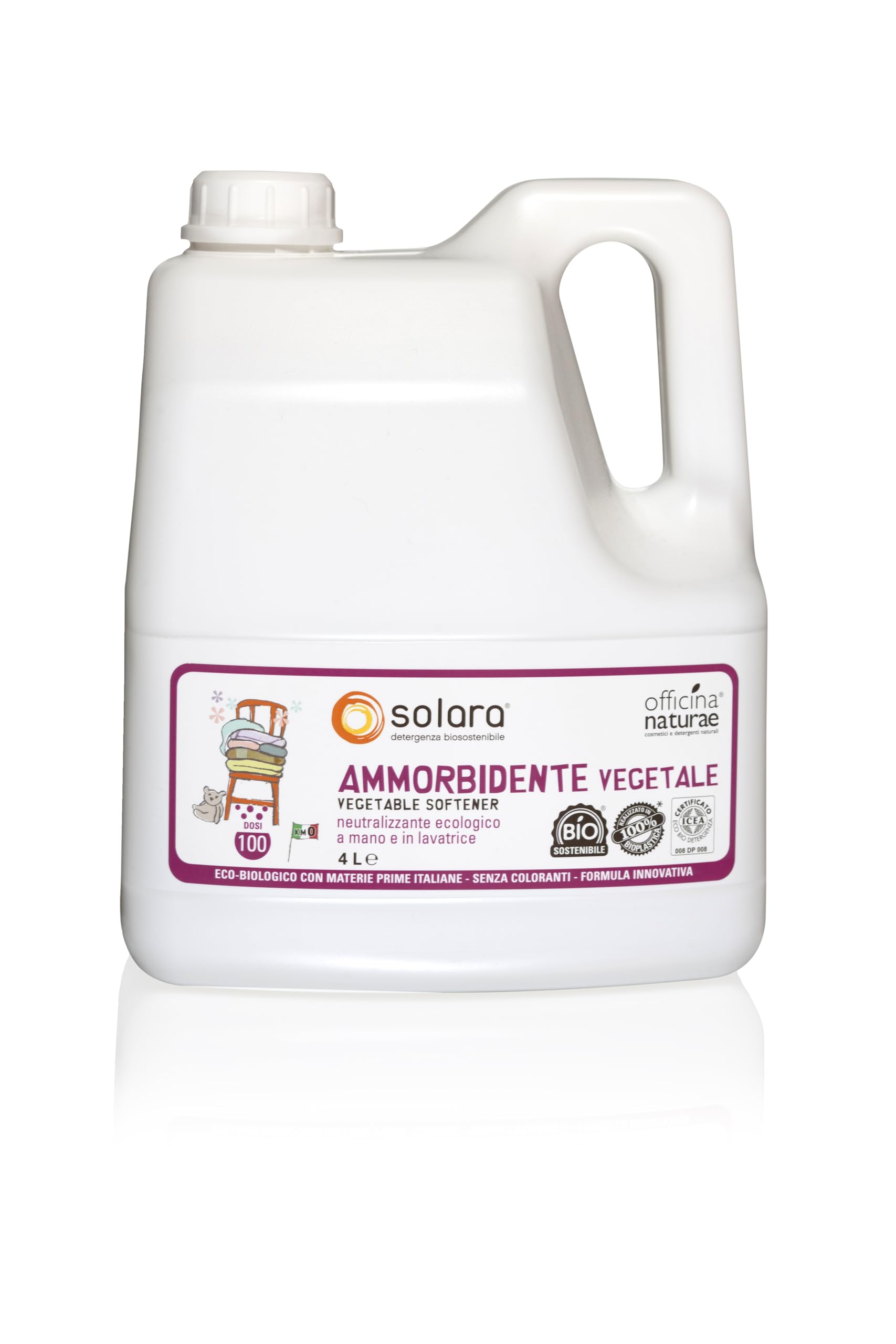 Officina Naturae | Solara Ammorbidente Ecologico Vegetale Concentrato a Base di Cere e Acido Citrico, 4L