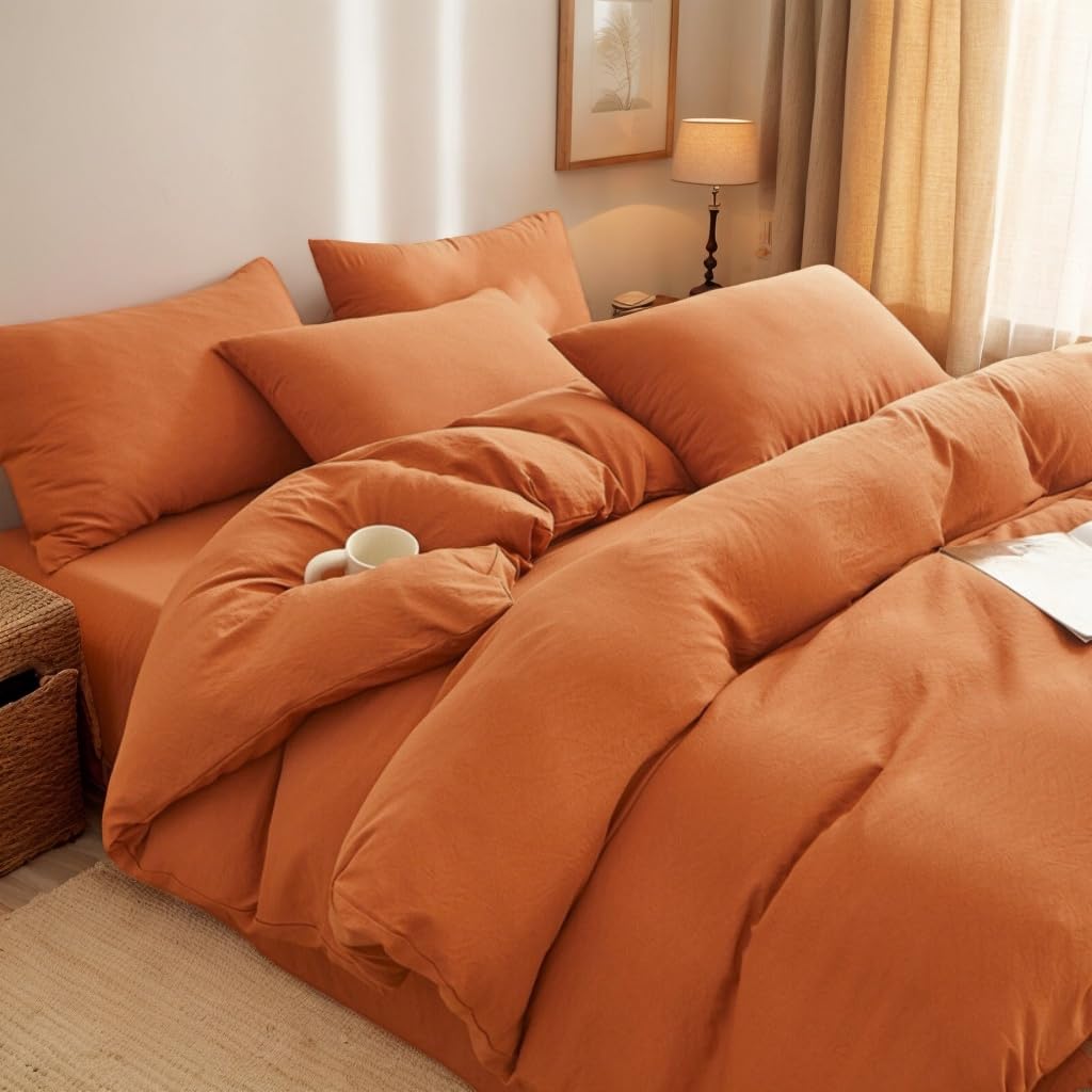 Nayoroom Musselin Bettwäsche 135x200 Baumwolle Karamell Baumwoll Bettbezug