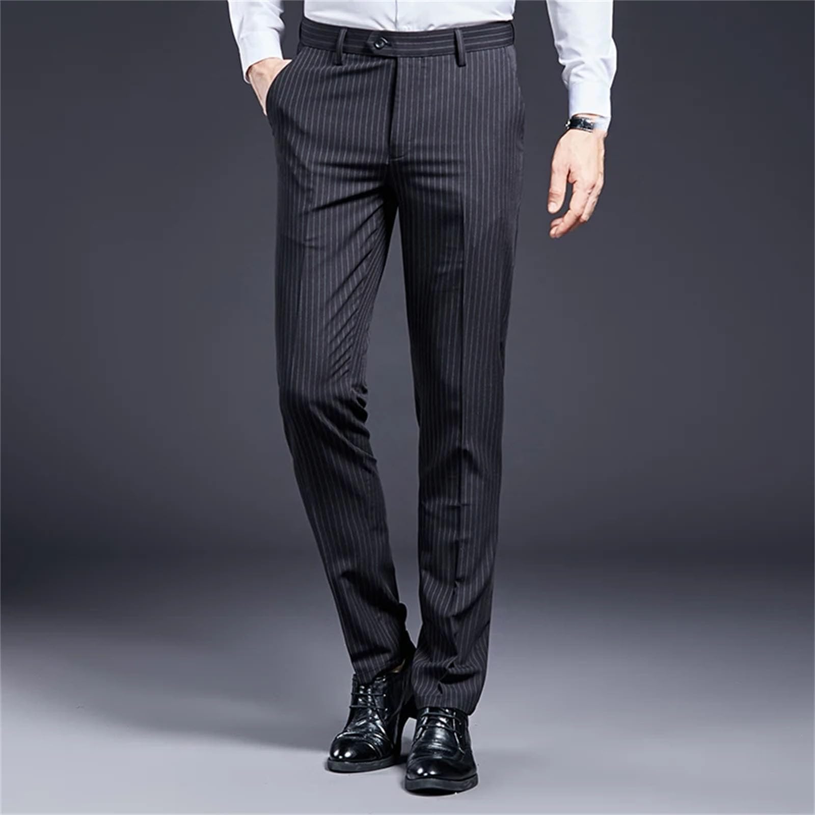 Pantaloni da uomo, casual, da ufficio, lavoro, matrimonio, feste, pantaloni a righe