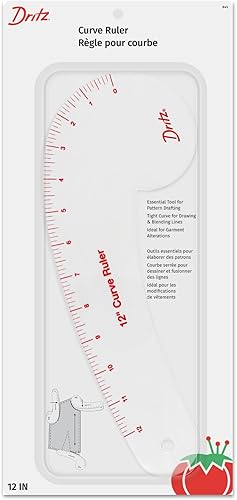 Dritz Patrón de dibujo de 12 pulgadas, regla curva transparente
