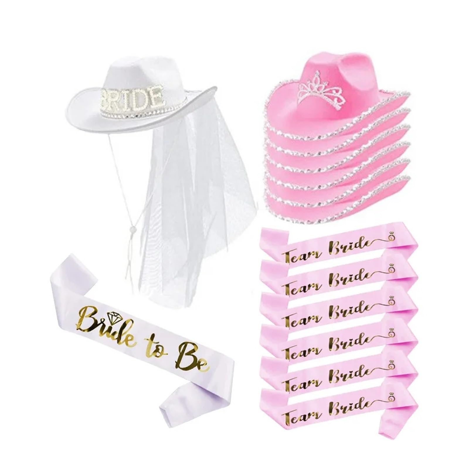 schleier jga Bride To Be Schärpenhut Schleier | Hochzeit, Brautparty, Dekoration, Junggesellinnenabschied, Junggesellinnenabschied, Brautjungfern(14pcs set)