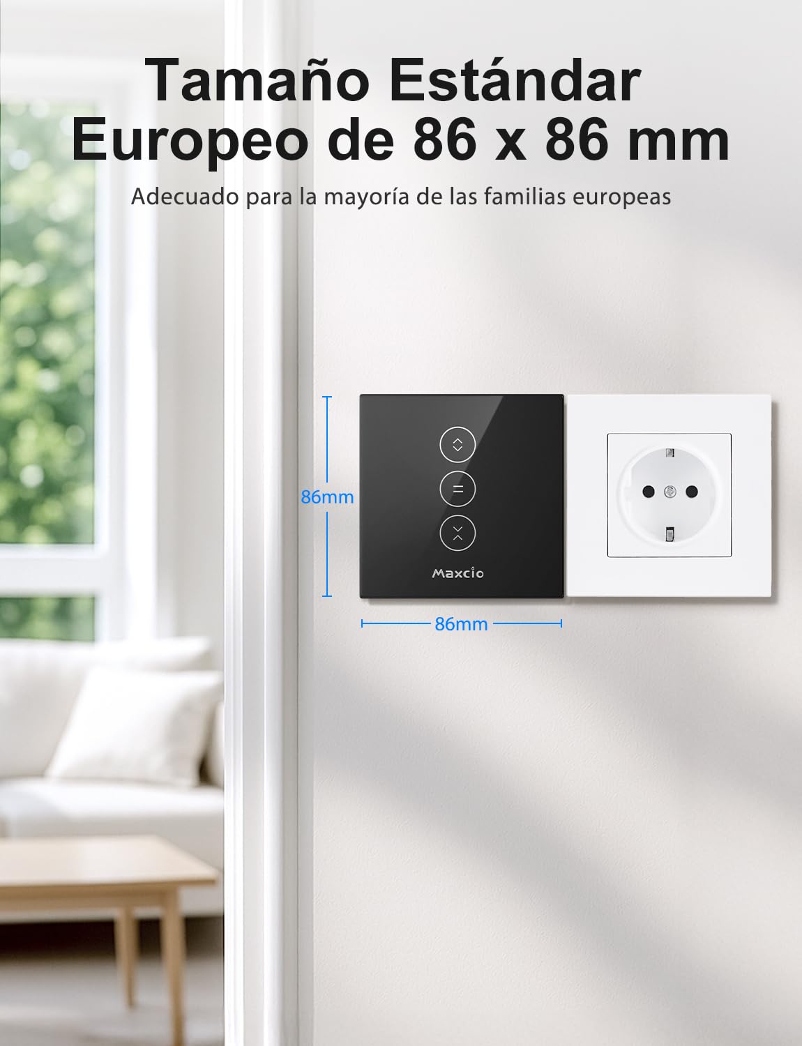 【LED Controlable】Wifi Interruptor Persiana, Maxcio Interruptor Táctil Inteligente WiFi Controlable de APP y Voz, Compatible con Alexa y Google Home con Temporizador para Motor Persiana Tubular
