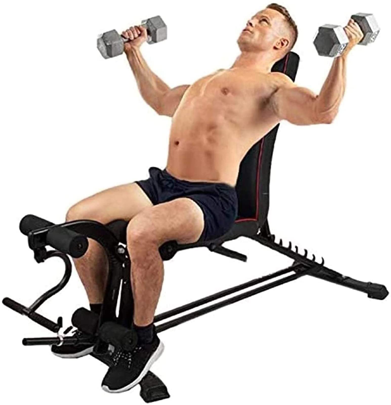 ISolay Verstellbares Gewichtheberbett mit 5-stufig Verstellbarer Bauchbank, Sit-Up-Fitness, Hantelbank, Taillenbank, Bank für Gewichtheben und Heimtraining, Belastung 300 kg