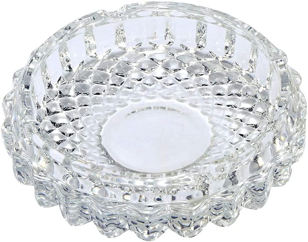 Cendrier carré en verre transparent pour cigarettes, cendrier en verre cristal pour salon, bureau, bar, intérieur (12,5 cm x 3 cm)