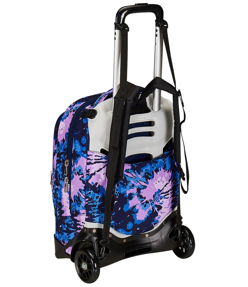 Seven Trolley New Tech, 2 Ruote, Tie & Dye, Viola, 3 in 1, Triplo Uso, Zaino con carrello sganciabile, Zaino Scuola Viaggio, Bambina Ragazza.
