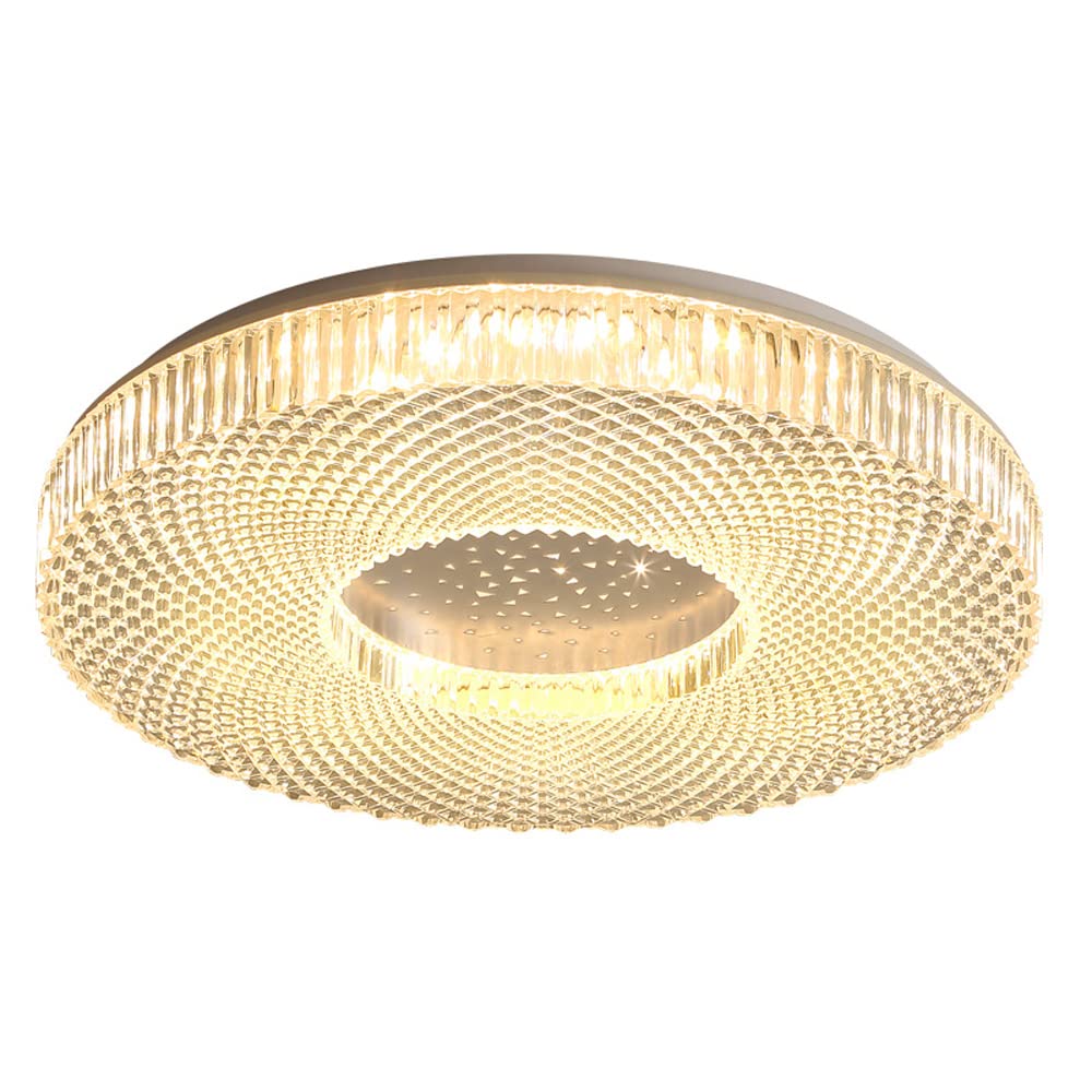 TPMAFF Light Luxury LED Ceiling Light,Semi Flush Mount Ceiling Light Fixtures,Round Gypsophila Shade,3-colors Change Light Ceiling Lamp Living Room, Bedroom